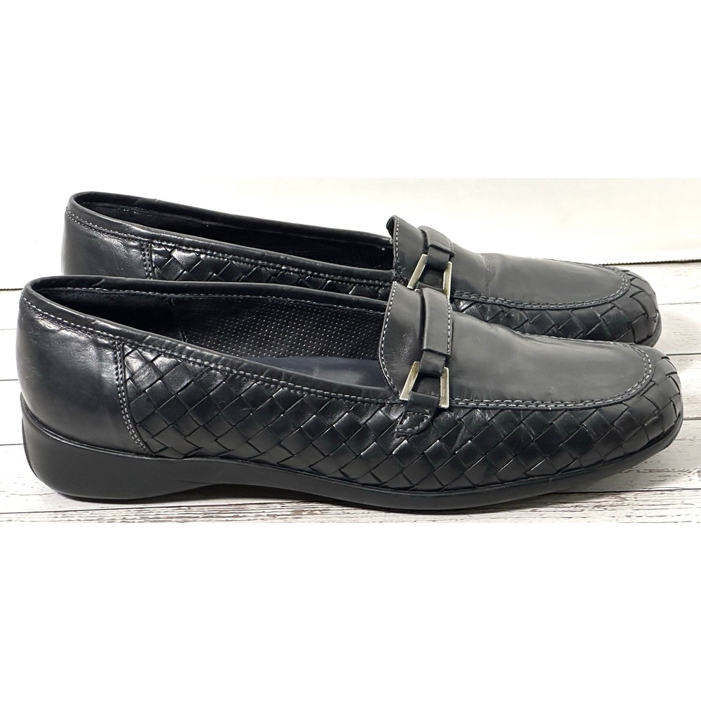 Sesto Meucci Black Woven Loafers Italian Woven Loafers With Bucket Size 9M - Picture 3 of 16